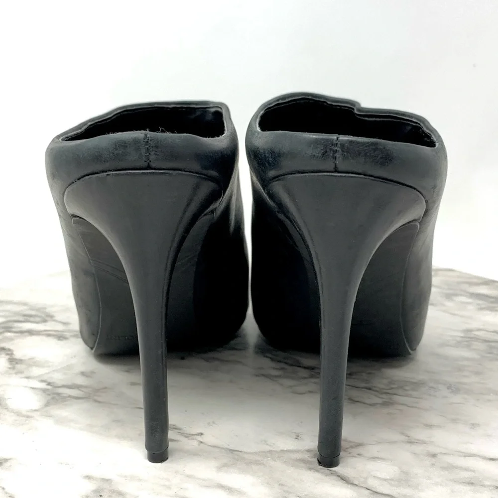 Enzo Angiolini Faxon Pointed Toe Leather Mules 7.5 Minimalist Edgy Classic Chic - Picture 5 of 12